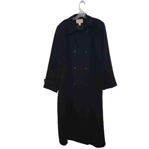 VINTAGE Talbots Black Double Breasted Long Sleeve Trench Coat Womens Size 14